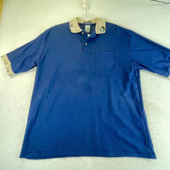 Vintage HILTON Mens L Novelty Embroidered Bowling Short Sleeve Polo Shirt - Picture 3 of 10